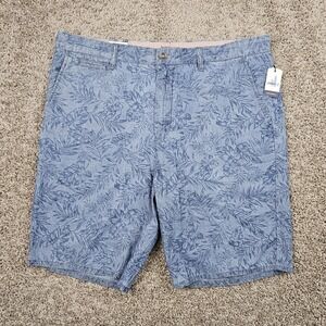 NWT Johnnie-O Shorts Mens 35 Blue Chambray Runaway Frond Jacquard Preppy Casual